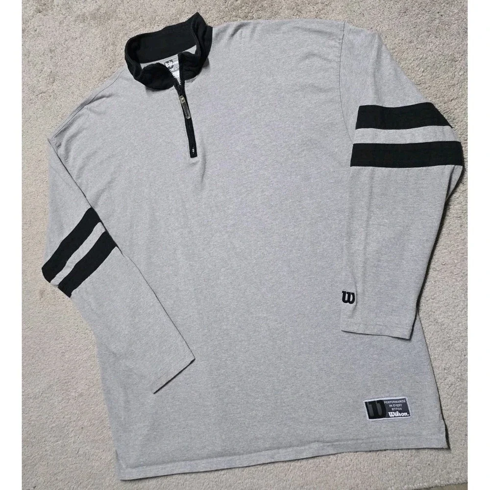 Wilson 1/4 Zip Jacket Pullover Mens XXL 2XL‎ Gray Fleece Rugby Style Tennis Golf